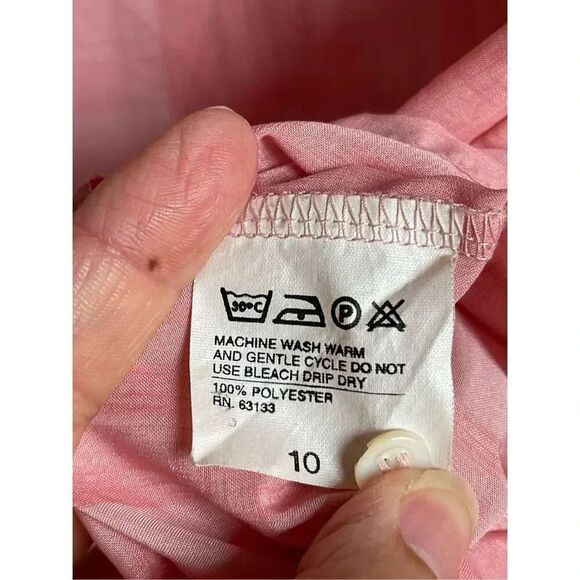 Vintage Bleyle Women's Tie Bow Button Front Long Sleeve Blouse Pink Size 10 B2 - Picture 4 of 6